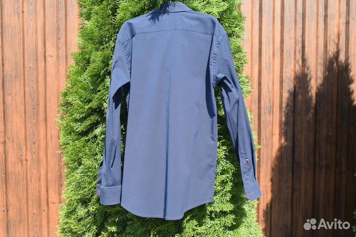 Рубашка темно-синяя длинный рукав Турция
