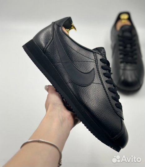 Кроссовки Nike Cortez черные кожаные