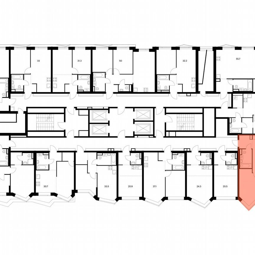 2-к. квартира, 52,7 м², 20/31 эт.