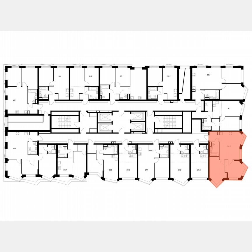 2-к. квартира, 52,7 м², 20/31 эт.
