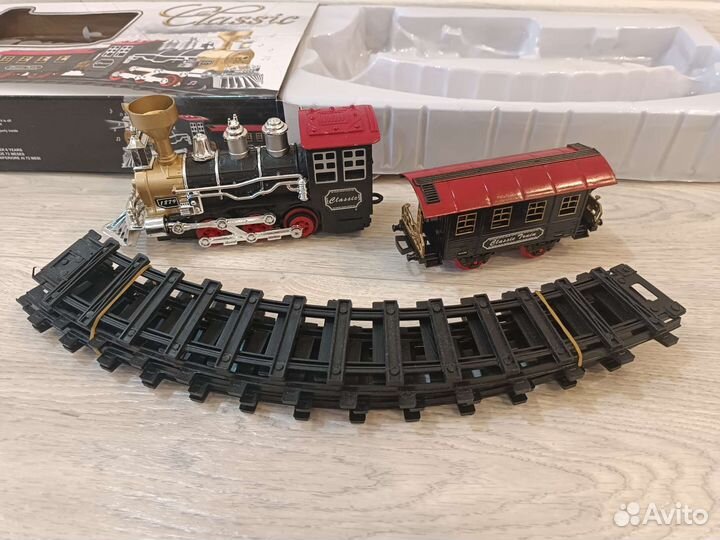 Игрушка железная дорога свет, звук, дым