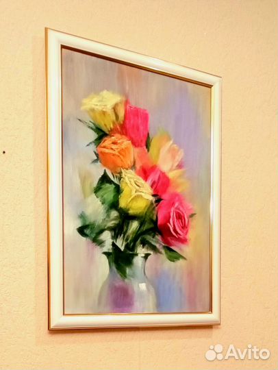 Букет роз. Картина. Масло. Холст 35х50