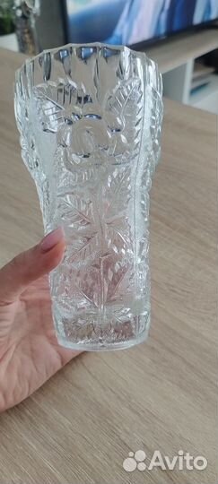 Ваза для цветов, стекло рельефное, времён СССР