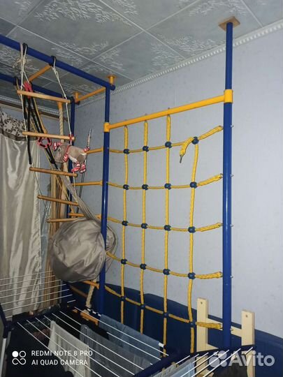 Шведская стенка с турником, лестницей, канатом