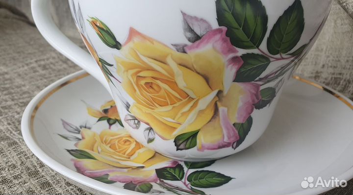 Чайная пара (большая) кружка бокал фарфор Вербилки