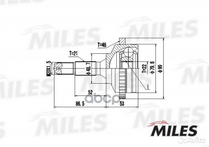 Шрус peugeot 206 1.1-1.6 98- нар. +ABS