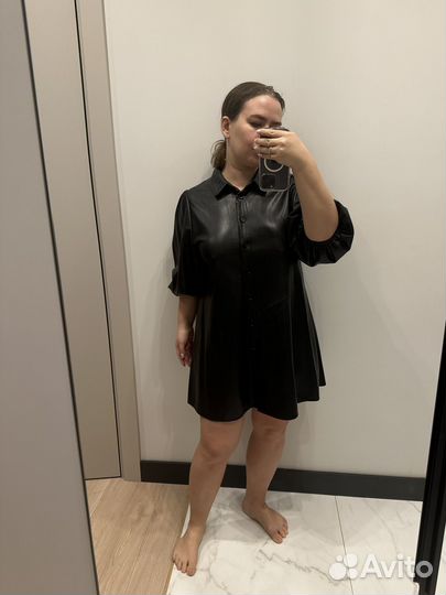 Платье Zara экокожа