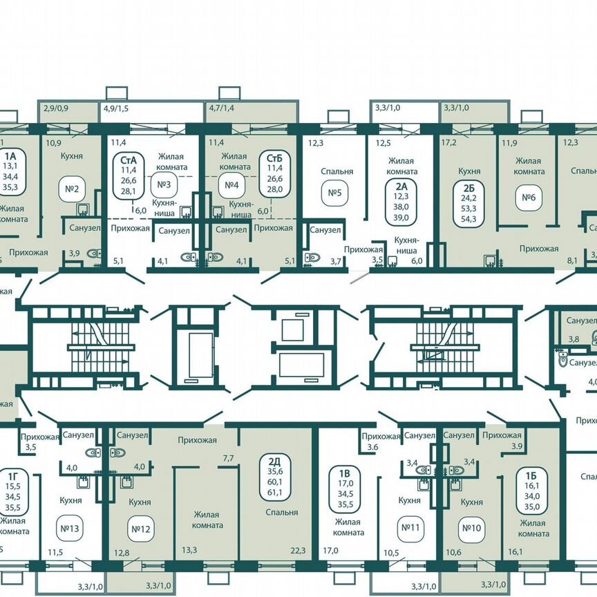 2-к. квартира, 53,3 м², 3/17 эт.