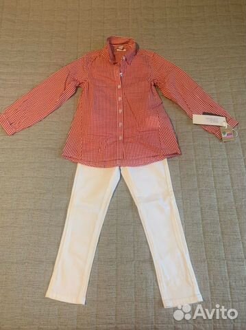 Рубашка-туника красная в клеточку, 4 года