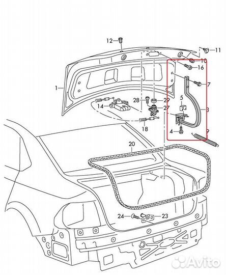 Петля крышки багажника левая Volkswagen Polo cfna