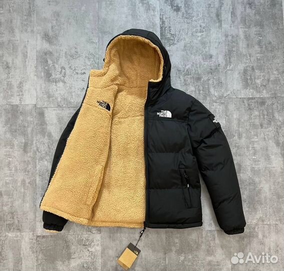 Куртка the north face барашек бежевая