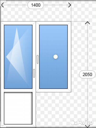Пластиковый балконный выход 2050х1400 под заказ