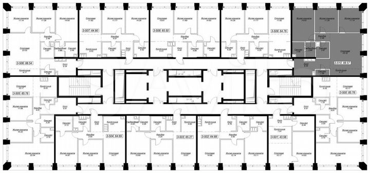 3-к. квартира, 88,4 м², 41/55 эт.
