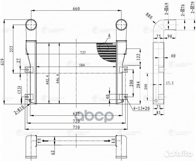 Онв (радиатор интеркулера) для а/м паз 3204-03