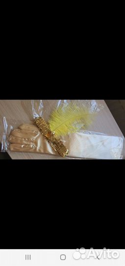 Повязка на голову с пером в стиле Гетсби/перчатки