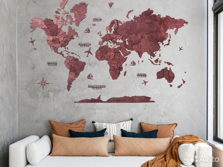 Деревянная карта мира