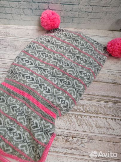 Шапка шлем для девочки 48-50 и снуд