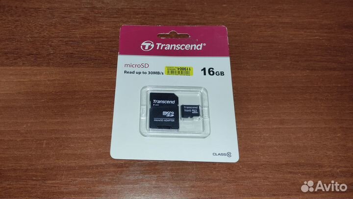 Карта памяти MicroSD 16GB Transcend