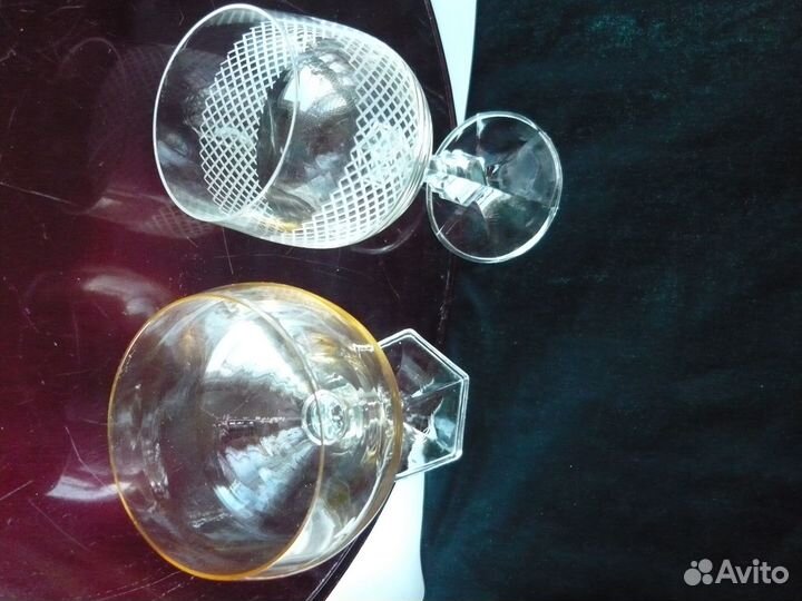 Стаканы,бокалы тонкое стекло с резьбой.,СССР. За 1