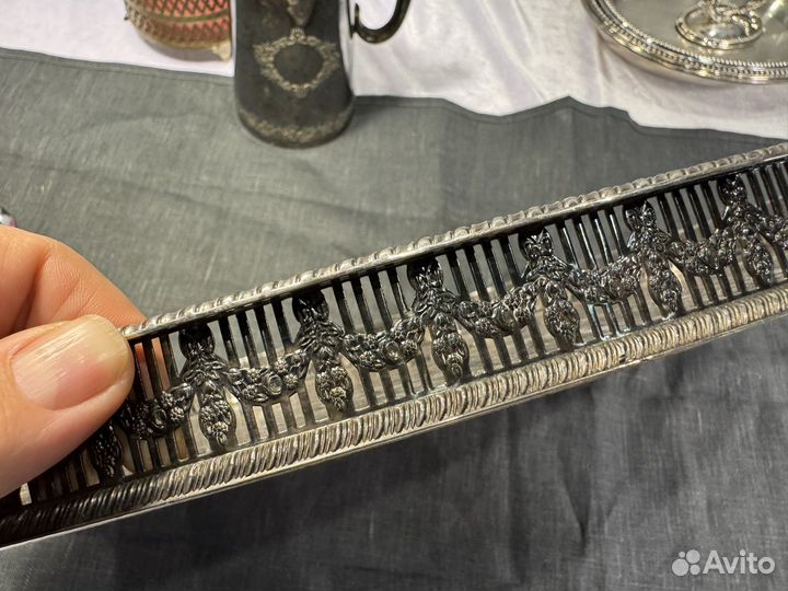 Большой английский поднос посеребрение