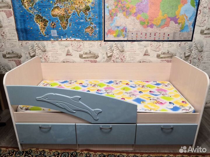 Детская кровать 85х184Л с двухсторонним матрасом