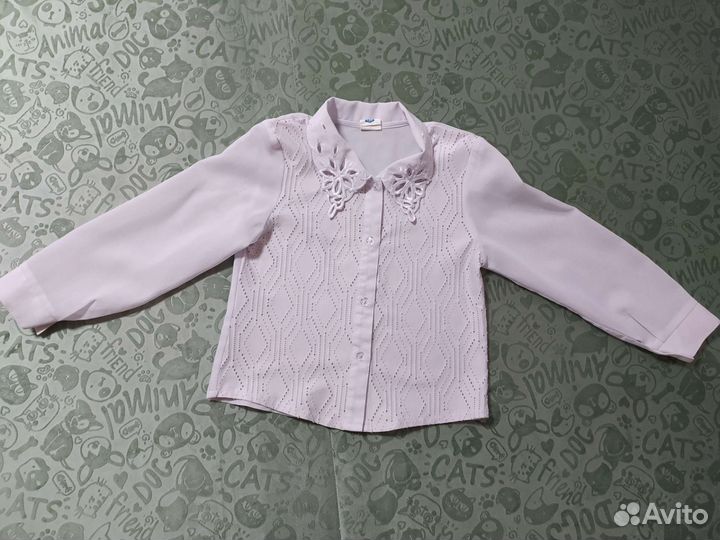 Блузки белые для девочек 128