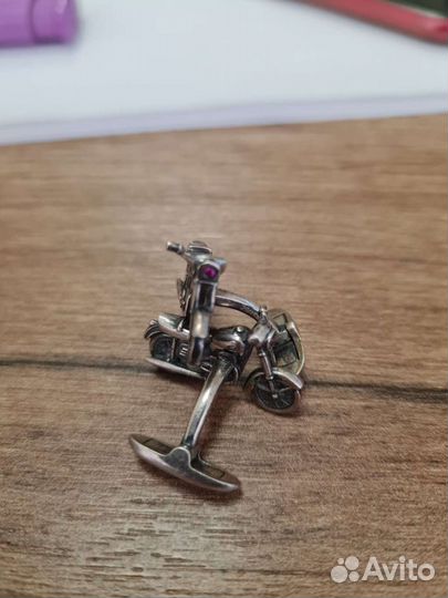 Запонки gourji мотоцикл Ява, Серебро, рубины