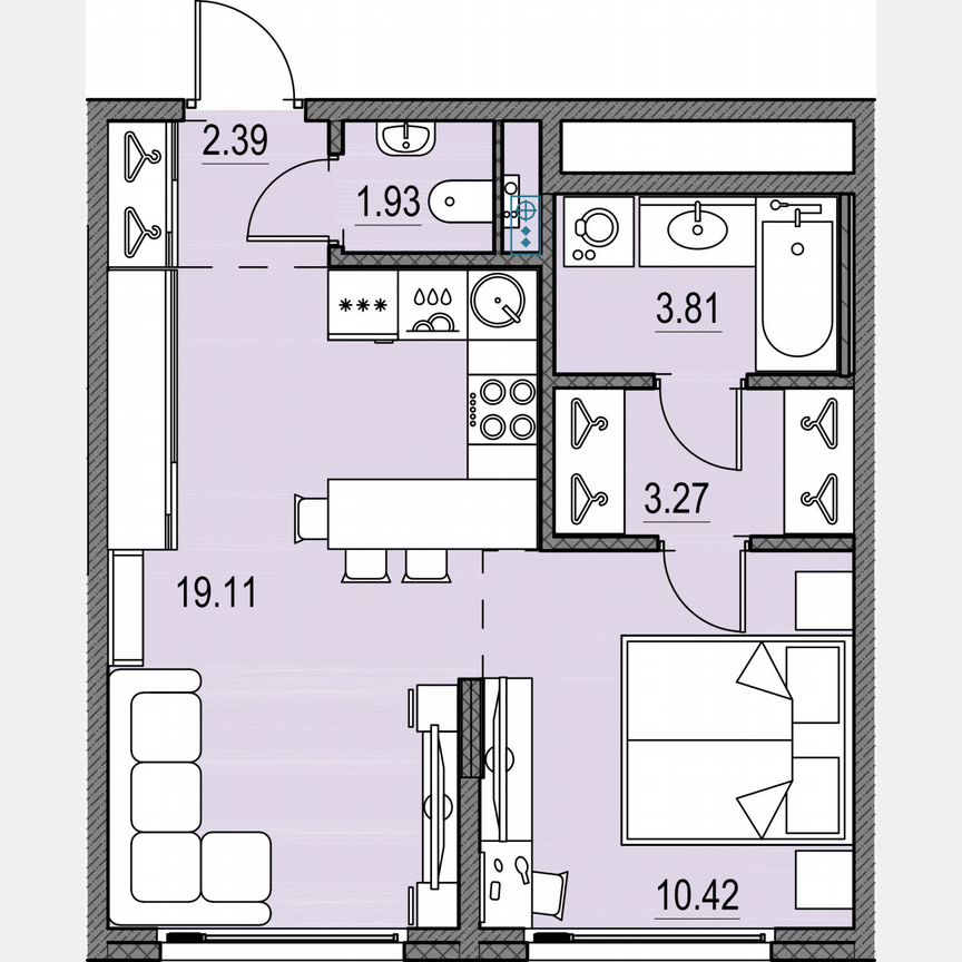 1-к. квартира, 41 м², 11/17 эт.