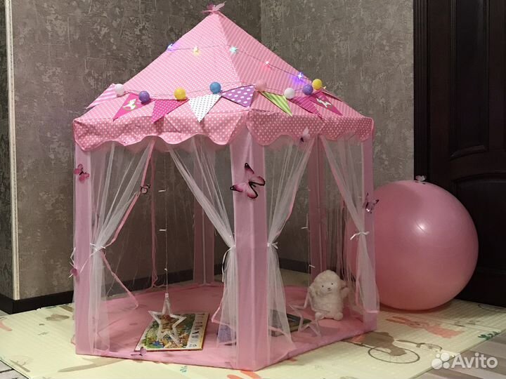 Детский игровой домик шатёр с гирляндами