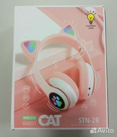 Блютуз наушники детские розовые новые