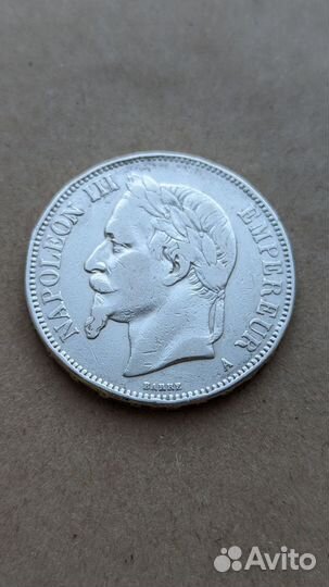 5 франков, монета, серебро 1870