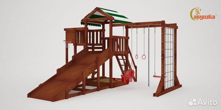 Площадка для улицы Савушка 4 сезона Мастер 4 Махаг