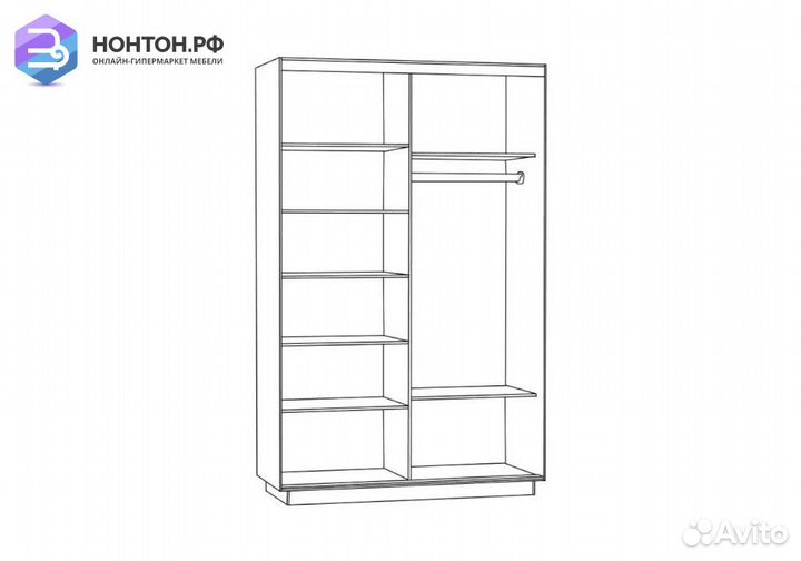 Шкаф-купе Нонтон 2-дверный дуб молочный / сакура