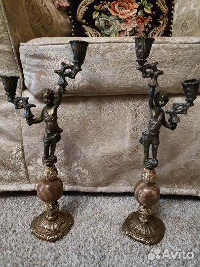 Антикварные парные подсвечники