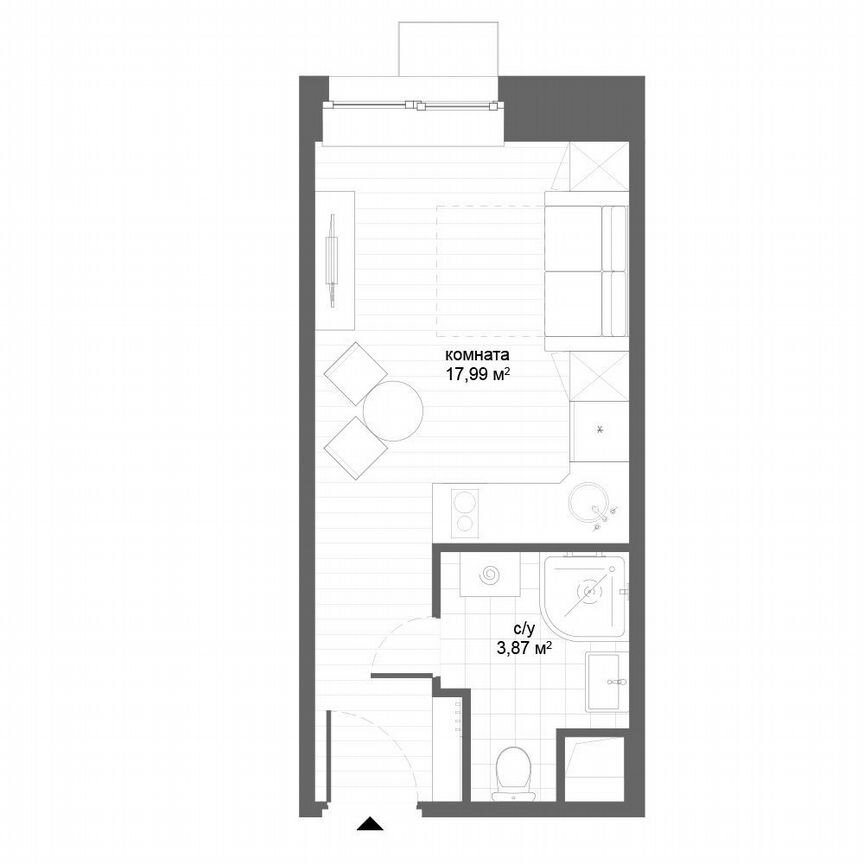 Апартаменты-студия, 21,9 м², 16/21 эт.
