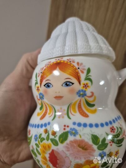 Кружка матрёшка керамическая с силиконовой крышкой