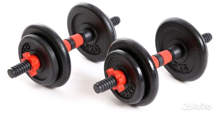 Гантели разборные в чемодане 15 кг, чугун/пластик