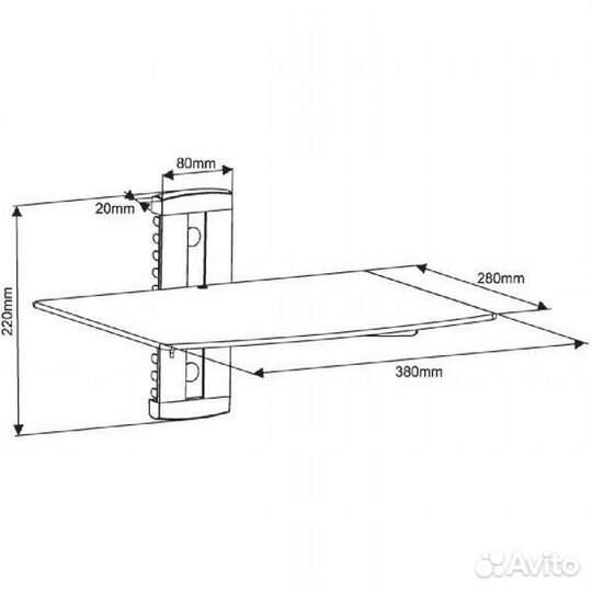 Полка стеклянная универсальная, размер 380*280