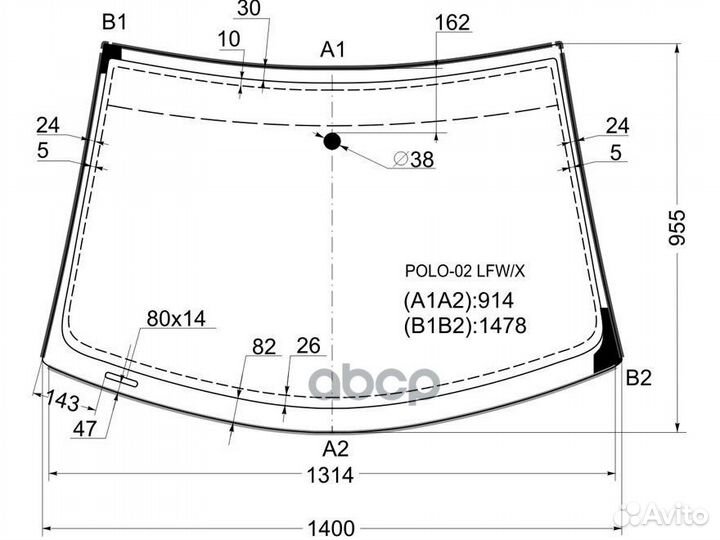 Стекло лобовое volkswagen polo IV 3/5D HBK 01-0