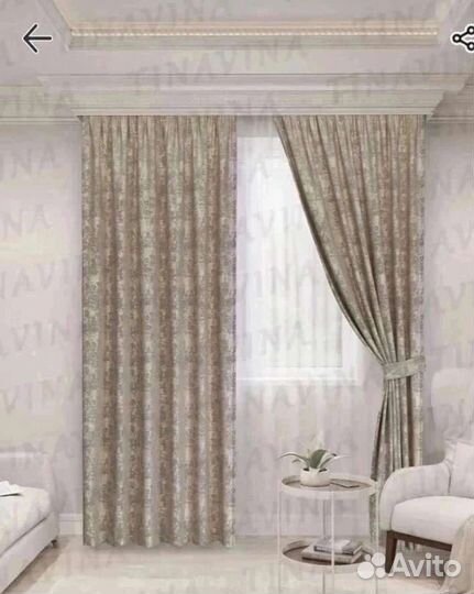 Шторы мрамор 3,0м на ленте бежевые и серые