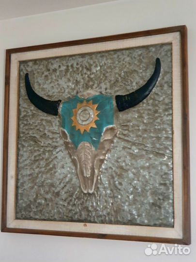 Дизайнерская картина, панно, бык, металл