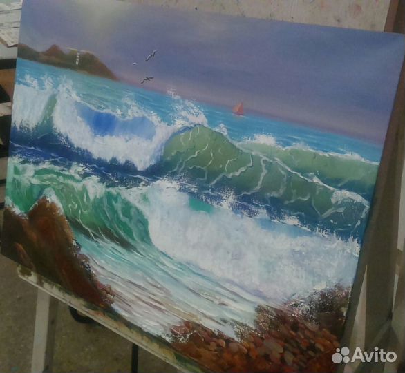 Картина маслом Морская живопись Морская волна