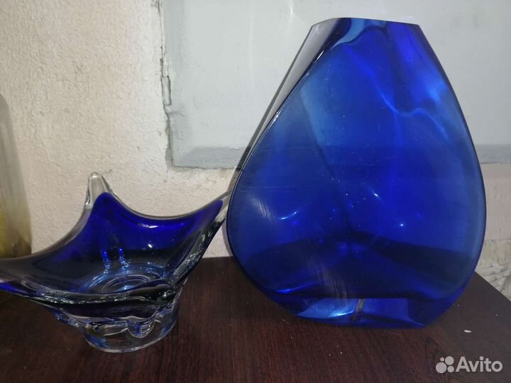 Ваза конфетница цветное стекло