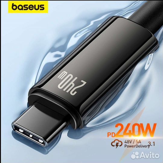 Кабель Baseus 240 Вт USB Type C 1 метр новый