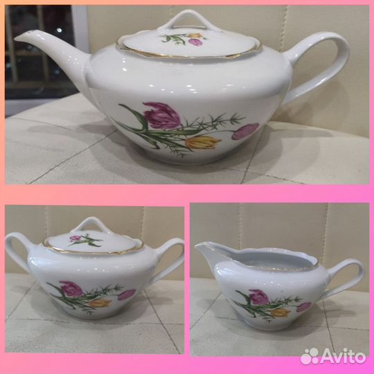 Чайник, молочник, сахарница. Фарфор. Чехословакия