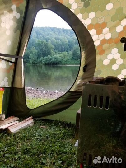 Походная баня с печкой