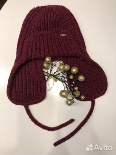 Шапка - ушанка вязаная ручной работы