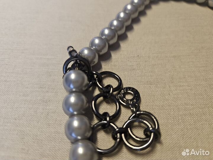 Бусы ожерелье из жемчуга серого цвета. Pilgrim