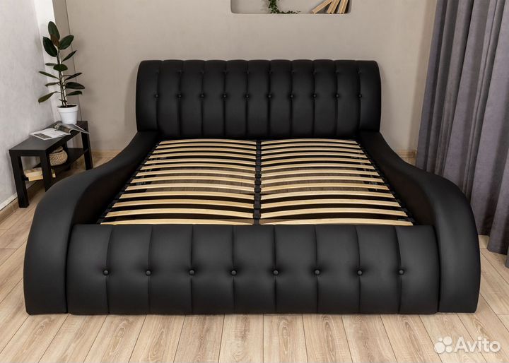 Кровать 200х200 черный экокожа мадрид