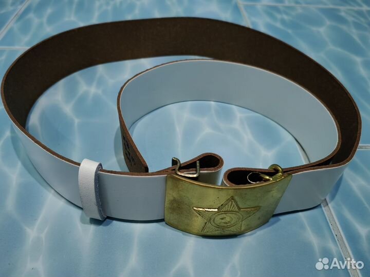 Белый кадетский ремень с протяжкой